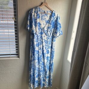 A New Day Blue and White Patterned Dress